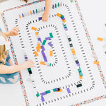 Spiral domino map and scattered wooden dominoes